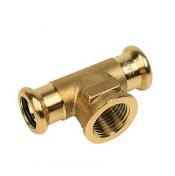 Altech kobber Cu press tee - Indvendigt gevind p� grenen - 15 - 1/2