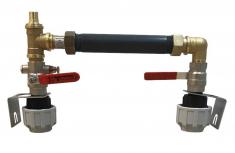 Armatur med plastkobling, udluftning, aftap og kontraventil �32 mm