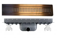 Purus Line RIB afløbspakke 800 mm - vandret - Børstet kobber