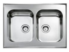 Intra AH08-KV st�lbordplade k�kkenvask - Vendbar - Dobbelt - 80 cm