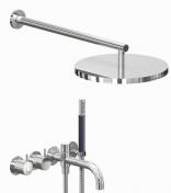 Vola 2441DT8-061 komplet armatur til kar med tud, hovedbruser og h�ndbruser