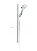 hansgrohe Raindance Select S Brusersæt 120 3jet m/bruserstang 90 cm og sæbeskål - Hvid/krom