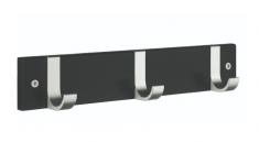 Beslagsboden knager�kke m/3 knager - Mat sort/aluminium