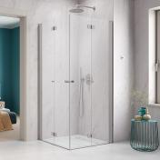 Strømberg Noma 110 bruseniche m/foldedøre - 80x80 cm - Klar glas/steel