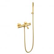 Cass�e komplet badekararmatur m/crystal cut - B�rstet messing