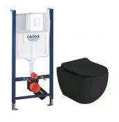 Lavabo Glomp Mat sort rimless toiletpakke inkl. s�de m/soft-close, cisterne og hvid betjening