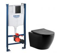 Lavabo Studio RIMless mat sort toiletpakke inkl. s�de/soft-close, cisterne og mat sort betjening