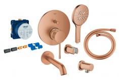 Grohe Essence komplet indbygningspakke til badekar m/SmartActive h�ndbruser - B�rstet warm sunset