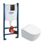 Catalano Alvea toiletpakke inkl. toilets�de m/SoftClose, cisterne og mat sort betjening