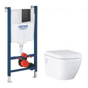 Grohe Euro toiletpakke inkl. s�de, cisterne og mat sort betjening