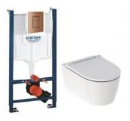 Geberit ONE RIMLess toiletpakke inkl. s�de m/soft-close, cisterne og kobber betjening
