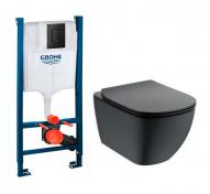 Ideal Standard Tesi mat sort toiletpakke inkl. s�de/soft-close, cisterne og mat sort betjening