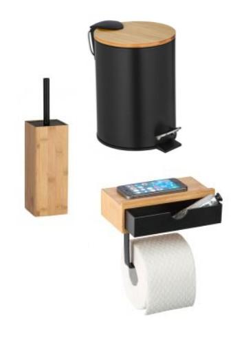 Wenko Bambusa tilbeh&oslash;rspakke til bad - Bambus/sort