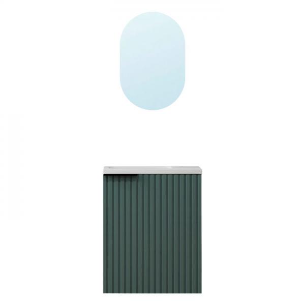 Nortiq Verona 40 One-box møbelsæt m/låge og spejl - Støvet grøn Nortiq Verona 40 One-box møbelsæt m/låge og spejl - Støvet grøn