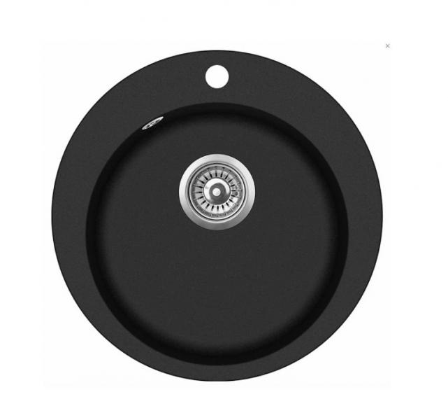 Lavabo Saturn rund komposit k&oslash;kkenvask - Sort/krom