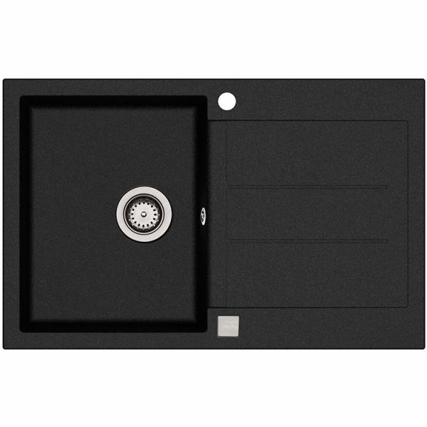 Lavabo Saturn 780 k&oslash;kkenvask m/afl&oslash;bsbakke i komposit - Sort/krom