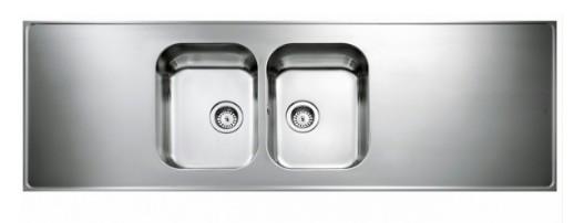 Intra AH18-KV st&aring;lbordplade k&oslash;kkenvask - Vendbar - Dobbelt - 180 cm