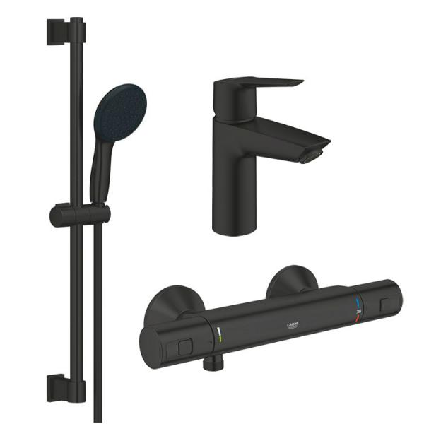 Grohe Start Eco komplet pakke til badev&aelig;relset - Mat sort