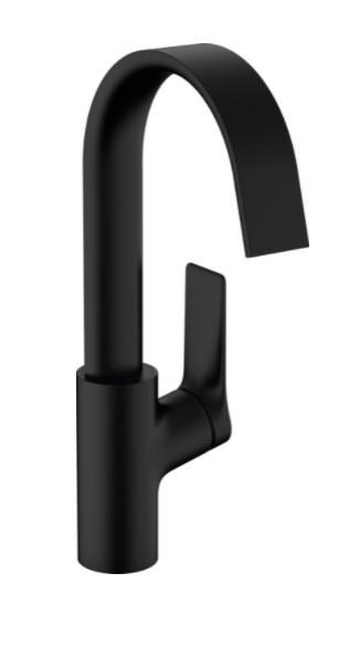 Hansgrohe Vivenis 210 h&aring;ndvaskarmatur m/svingtud og l&oslash;ft-op bundventil - Mat sort