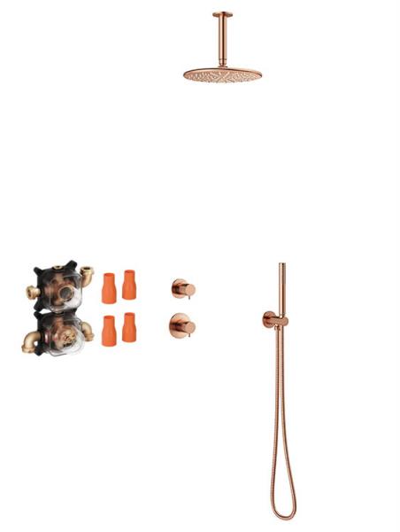 Damixa Silhouet DS 2 komplet brusesystem til indbygning - Børstet kobber PVD Damixa Silhouet DS 2 komplet brusesystem til indbygning - Børstet kobber PVD