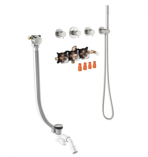 Damixa Silhouet BS 1 komplet badekararmatur til indbygning - Steel Damixa Silhouet BS 1 komplet badekararmatur til indbygning - Steel