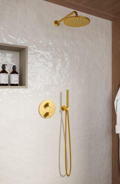 Damixa Silhouet komplet brusesystem til indbygning - B&oslash;rstet messing