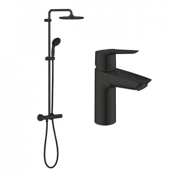 Grohe komplet pakke til badev&aelig;relset - Mat sort