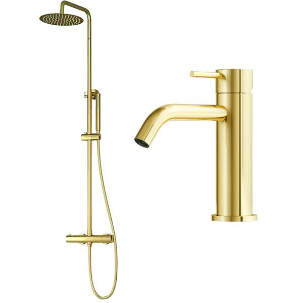 Lavabo Studio og Mira RS komplet pakke til badeværelset - Børstet messing PVD Lavabo Studio og Mira RS komplet pakke til badeværelset - Børstet messing PVD