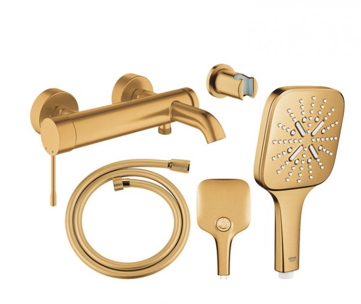 Grohe Essence New komplet badekararmatur m/SmartActive Cube - B&oslash;rstet cool sunrise