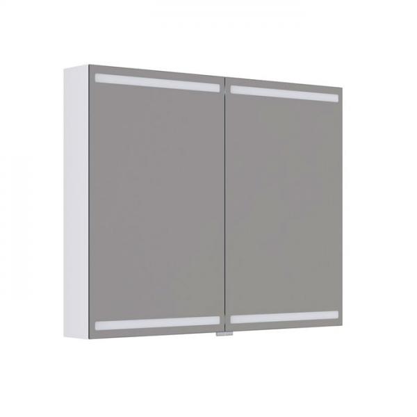 Dansani Level spejlskab 100 m/lys, lysstyring og træbakker - Hvid mat Dansani Level spejlskab 100 m/lys, lysstyring og træbakker - Hvid mat