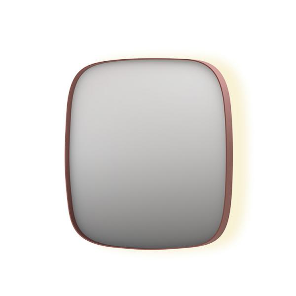 Sanibell Ink SP30 superellipse spejl m/backlight, varme og sensor 80 x 80 cm - B&oslash;rstet kobber