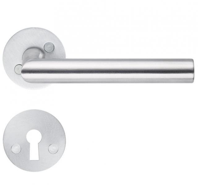 Beslagsboden indend&oslash;rs d&oslash;rgreb inkl n&oslash;gleskilt - B&oslash;rstet rustfrit st&aring;l