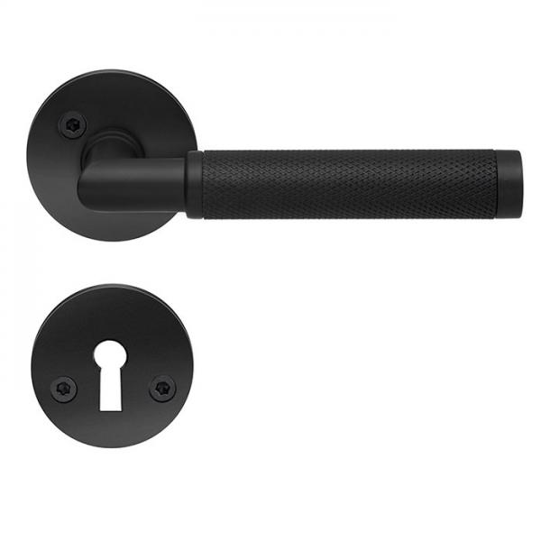 Beslagsboden Design indendørs dørhåndtag m/crystal cut - Mat sort Beslagsboden Design indendørs dørhåndtag m/crystal cut - Mat sort