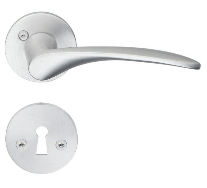 Beslagsboden indendørs dørgreb inkl nøgleskilt - Børstet krom Beslagsboden indendørs dørgreb inkl nøgleskilt - Børstet krom