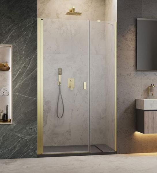 Str&oslash;mberg Noma 45 svingd&oslash;r m/sidepanel 1000mm - Venstre - B&oslash;rstet messing