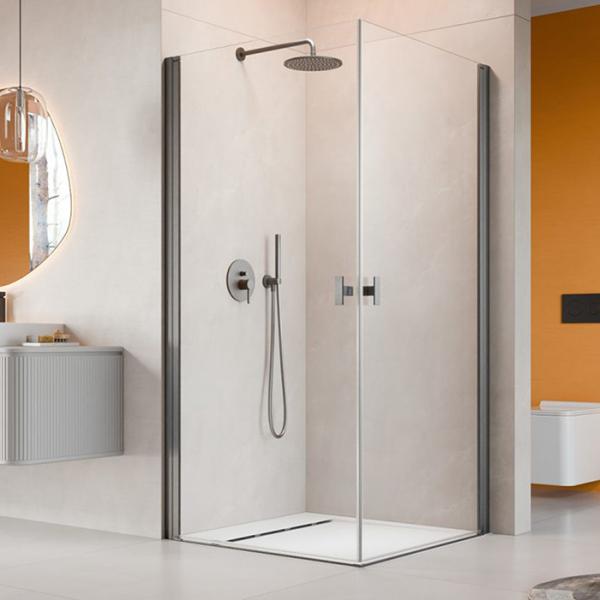 Str&oslash;mberg Noma 120 bruseniche - 80x80 cm - Klar glas/gunmetal