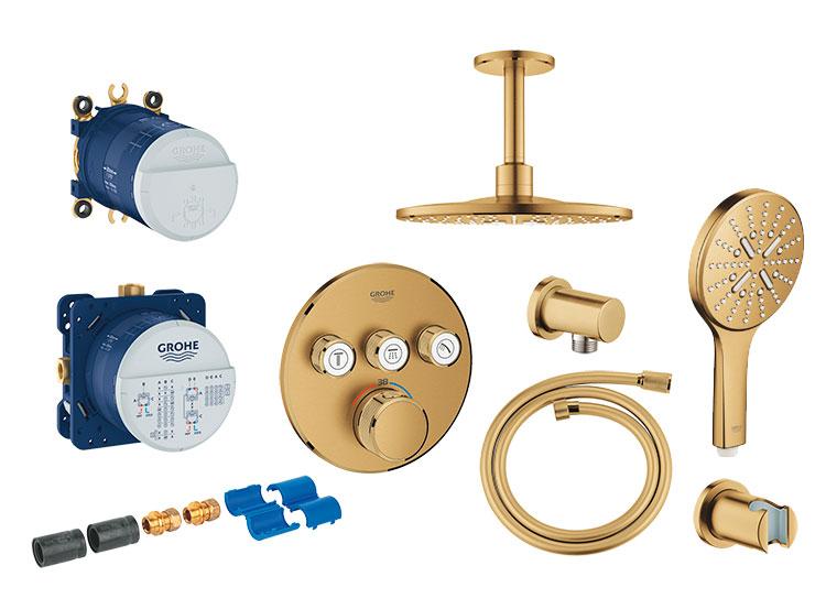 Grohe SmartControl komplet brusesystem med SmartActive brus til indbygning/loft - Børstet Cool Sunrise Grohe SmartControl komplet brusesystem med SmartActive brus til indbygning/loft - Børstet Cool Sunrise