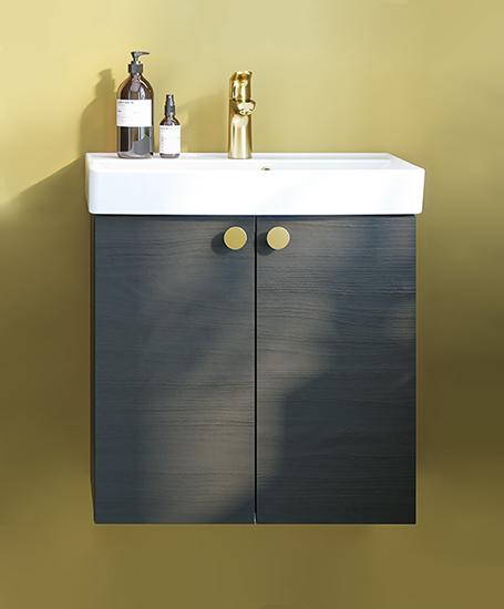 Dansani Mido+ 60 møbelsæt m/Capella håndvask og Button greb - Sort struktur Dansani Mido+ 60 møbelsæt m/Capella håndvask og Button greb - Sort struktur