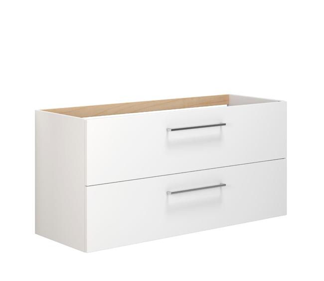 Dansani Mido+ 120 vaskeskab t/dobbelt h&aring;ndvask - Hvid h&oslash;jglans