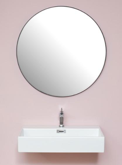 Cass&oslash;e rundt spejl m/sort ramme - &Oslash;90 cm