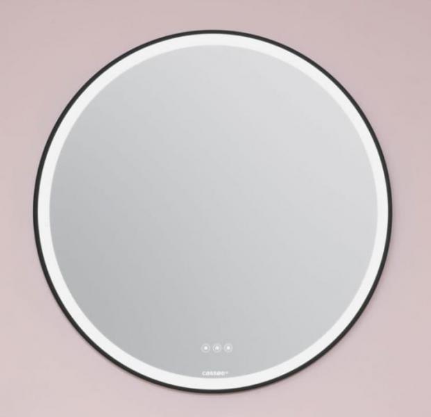Cass&oslash;e Torino rundt spejl m/touch og sort ramme - &Oslash;80