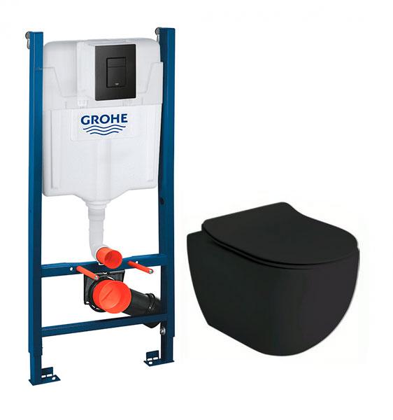 Lavabo Glomp Mat sort Mini rimless toiletpakke inkl. sæde m/soft-close, cisterne og mat sort betjening Lavabo Glomp Mat sort Mini rimless toiletpakke inkl. sæde m/soft-close, cisterne og mat sort betjening