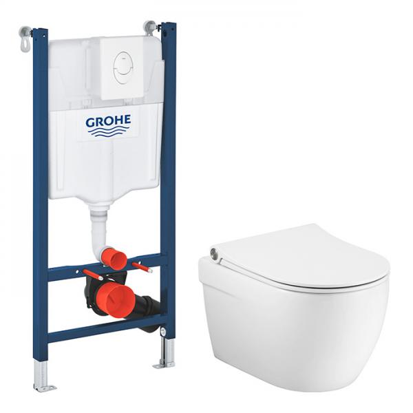 Pressalit rimless toiletpakke m/Sway D2 sæde, cisterne og hvid betjening Pressalit rimless toiletpakke m/Sway D2 sæde, cisterne og hvid betjening