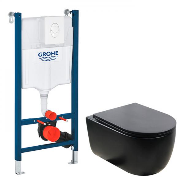 Cassøe Silent Rimless mat sort toiletpakke inkl. sæde, cisterne og betjening i hvid Cassøe Silent Rimless mat sort toiletpakke inkl. sæde, cisterne og betjening i hvid