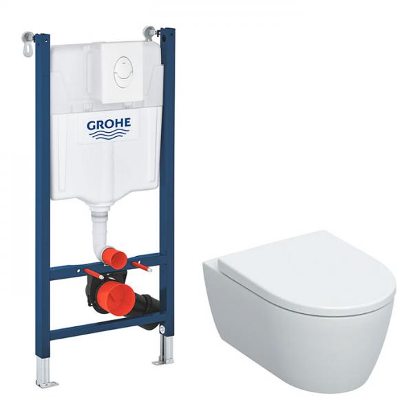 Geberit iCon rimless mat hvid væghængt toilet inkl. sæde m/SoftClose, Grohe cisterne og betjening i hvid Geberit iCon rimless mat hvid væghængt toilet inkl. sæde m/SoftClose, Grohe cisterne og betjening i hvid