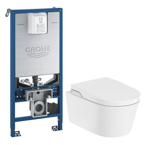 Roca Inspira RIMless dusch toiletpakke m/softclose s&aelig;de og Grohe SLX cisterne