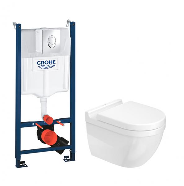 Duravit Starck 3 RIMless toiletpakke inkl. cisterne, krom betjening og toilets&aelig;de m/soft-close
