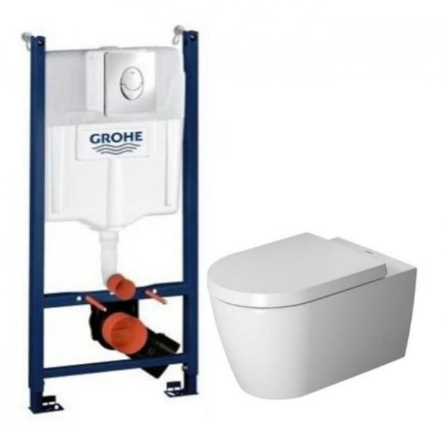 Duravit Me by Starck Rimless m/wondergliss toiletpakke inkl. cisterne, krom betjeningsplade og sæde m/ soft-close Duravit Me by Starck Rimless m/wondergliss toiletpakke inkl. cisterne, krom betjeningsplade og sæde m/ soft-close