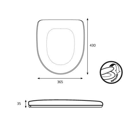 Hafa Moon toilets&aelig;de m/softclose - Hvid