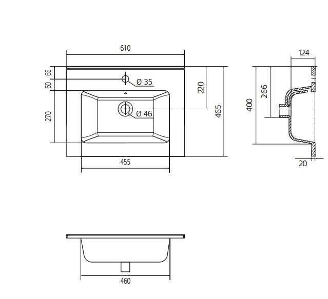 Hafa Grace 60 m&oslash;bels&aelig;t m/vask - Mat hvid ramme